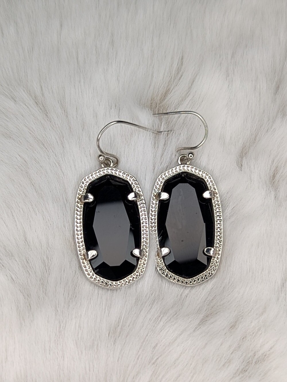 Kendra Scott Silver Faceted Black Dani Earrings